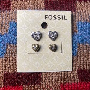 Fossil Heart Earring Set